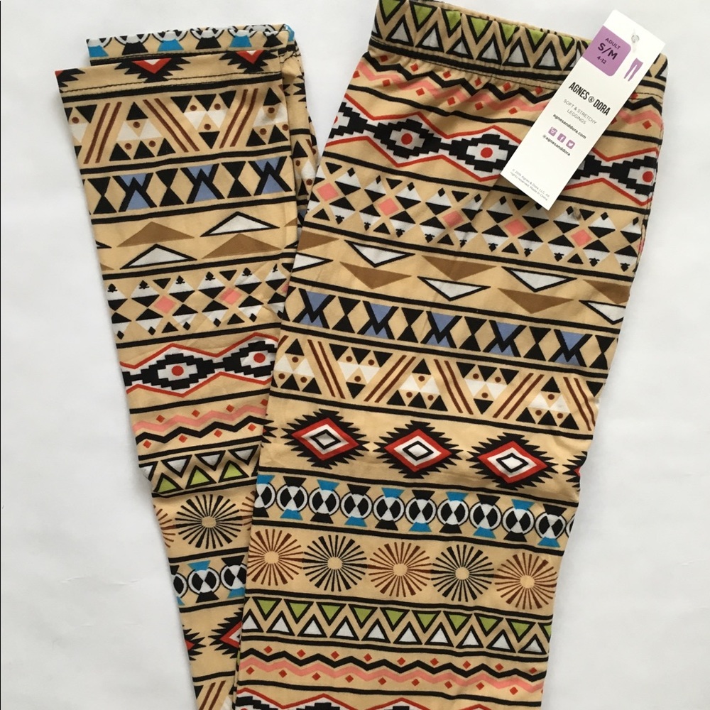 Leggings mix print beige